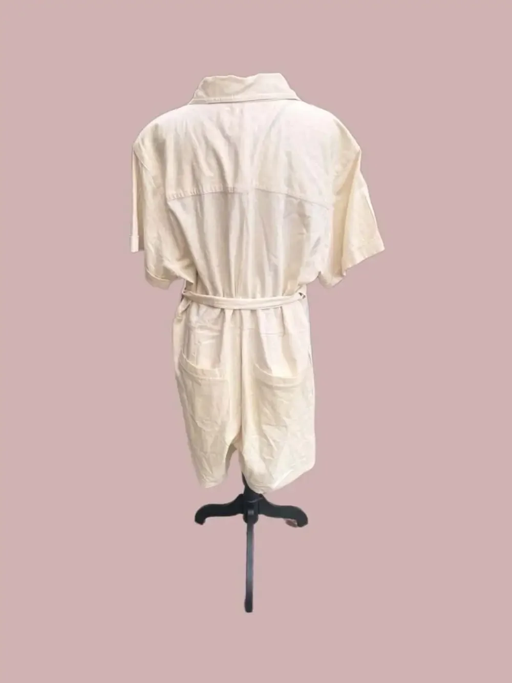 Banana Republic Linen Blend Short Sleeve Belted Utility Romper